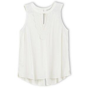 Daniel Rainn Quin Sleeveless Keyhole Crochet Blouse Size Large Ivory Flowy Boho